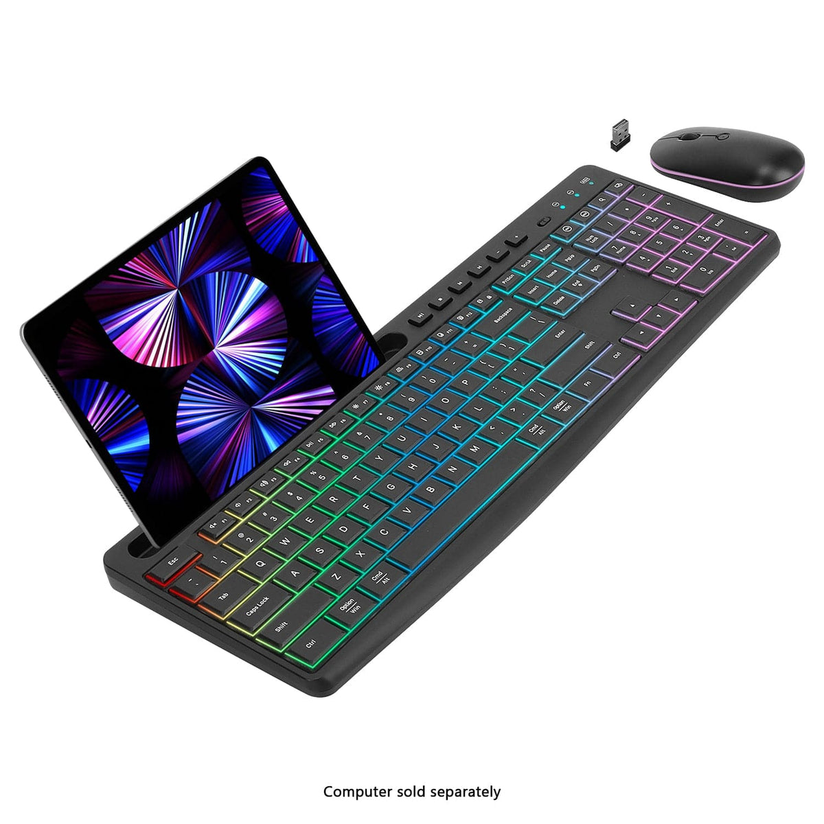 Rechargeable Silent Wireless Keyboard & Mouse Combo - 106 Keys, RGB Backlight
