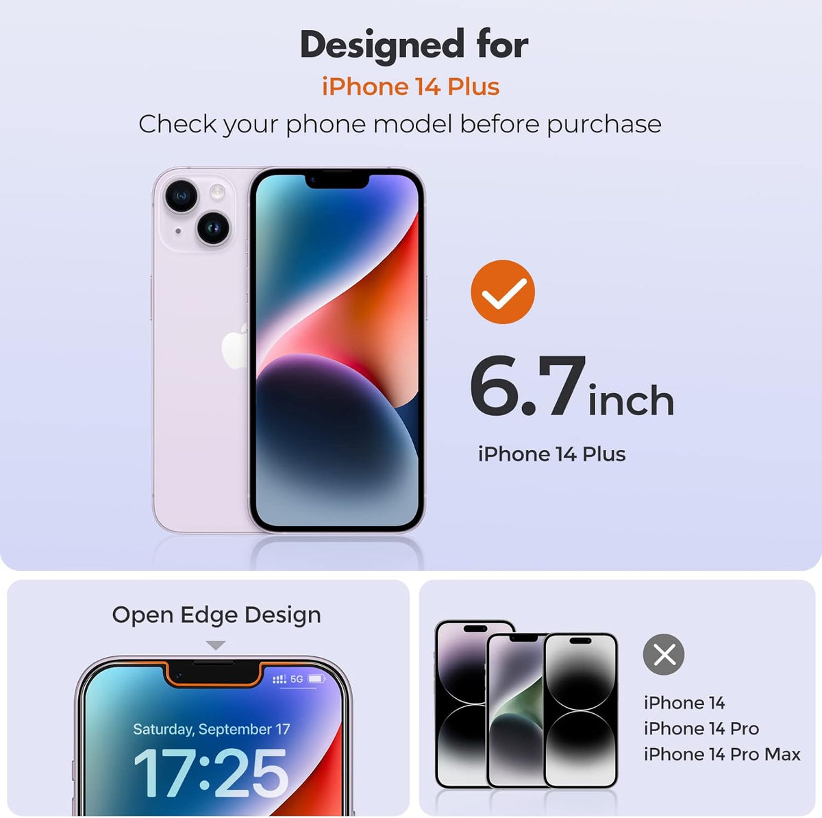 UNBREAKcable Shatterproof Screen Protector for iPhone 13 Pro Max/iPhone 14 Plus [3-Pack] [99.99% HD Clear] [Easy Installation Frame] [9H Hardness][Bubble Free] [Full Coverage] for Apple 6.7''
