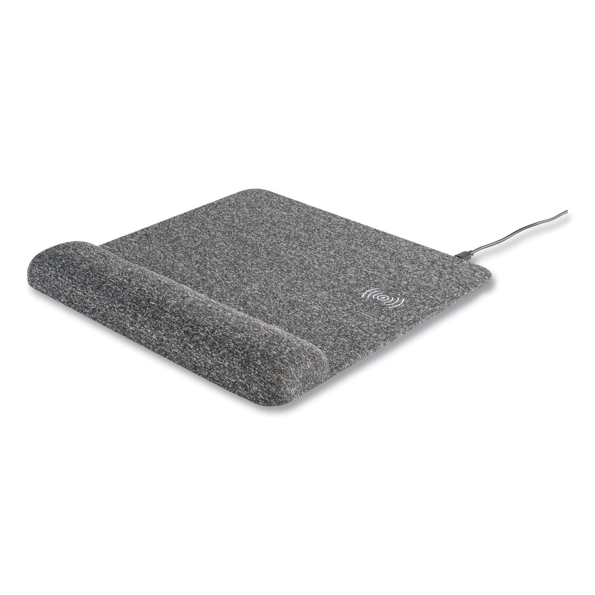 Allsop Powertrack Plush Wireless Charging Mouse Pad with Wrist Rest, 11.8 x 11.6, Gray