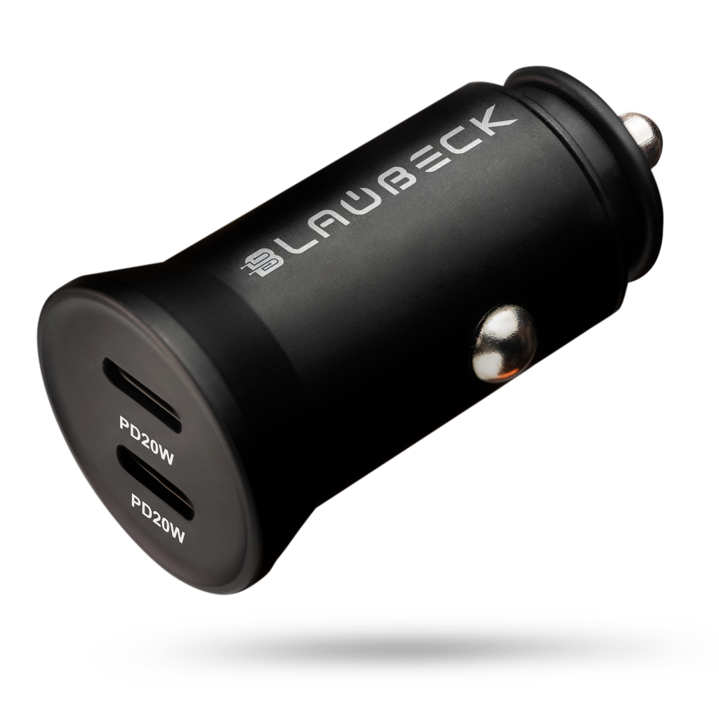 BLAUBECK 40W Dual USB C Car Charger PD3.0 (2 x 20W) Mini Aluminum Compatible with iPhone 12