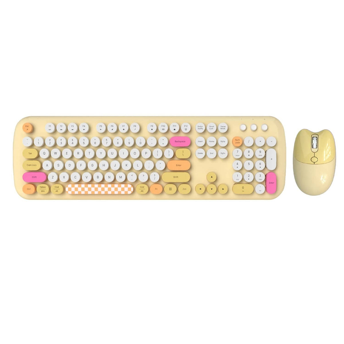 Wireless Keyboard & Mouse Combo - Silent Click, Colorful 104 Keys