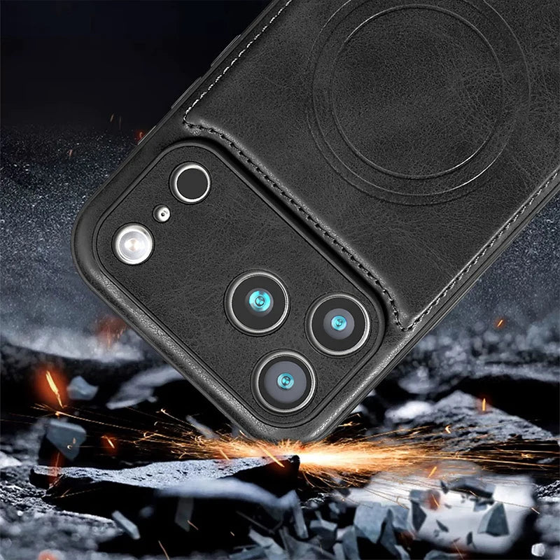For Magsafe Magnetic Leather Phone Case For iPhone