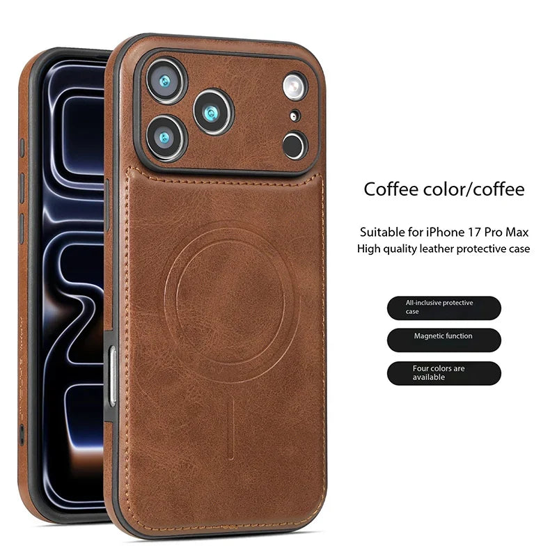 For Magsafe Magnetic Leather Phone Case For iPhone