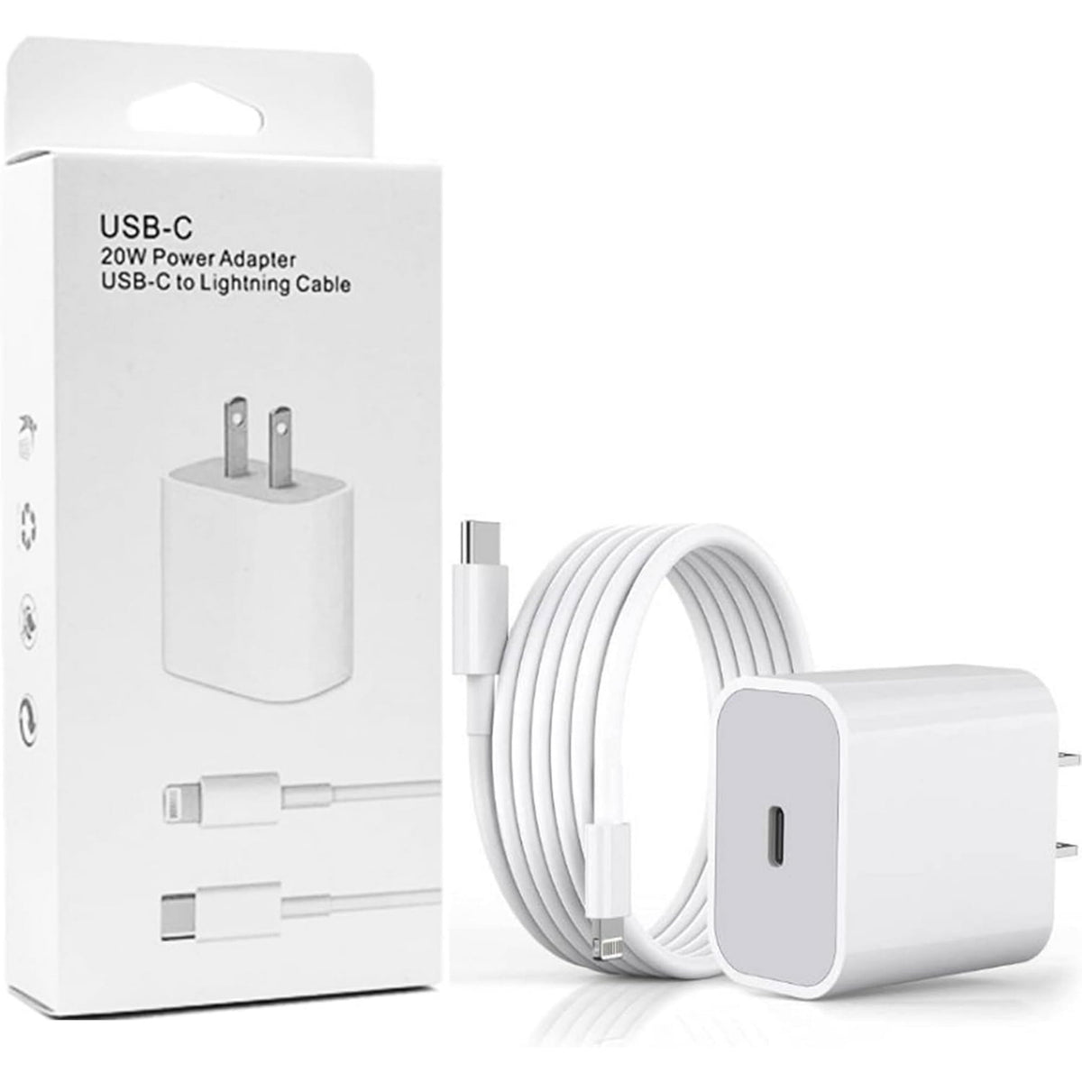 Fast Charger with 20 W PD USB C Wall Adapter with 3.3FT Type C to Lightning Cable Compatible with iPhone 14 13 12 11 Pro Max XR XS X,iPad-White