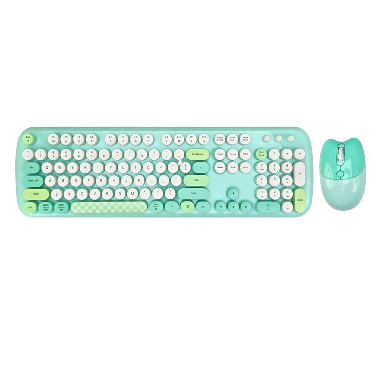 Wireless Keyboard & Mouse Combo - Silent Click, Colorful 104 Keys